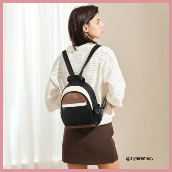 Faux Leather Convertible Sling Backpack Purse for Travel main image 7